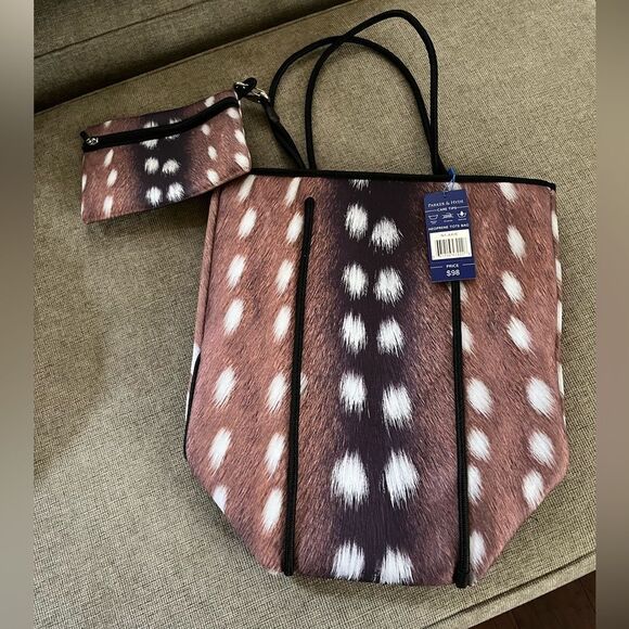 Parker & Hide Expandable Exclusive Neoprene Collection Tote Bag W/Wristlet NWT - Picture 2 of 8